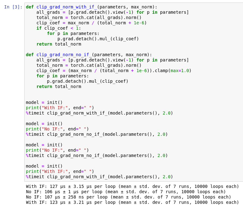 A picture showing code is faster without if.