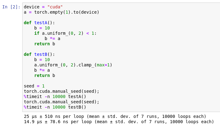 A picture showing code is faster without if in a simple setup.