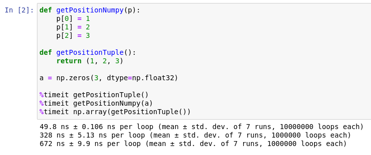 A picture showing converting tuples to numpy array takes time.